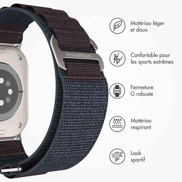 imoshion Bracelet en nylon Alpine Apple Watch Series 1-10 / SE / Ultra (2) - 42/44/45/46/49 mm - Indigo