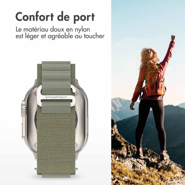 imoshion Bracelet en nylon Alpine Apple Watch Series 1-10 / SE / Ultra (2) - 42/44/45/46/49 mm - Olive