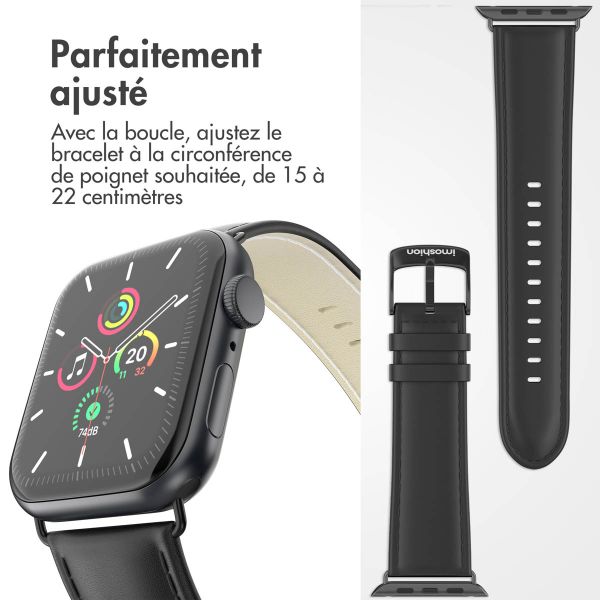 imoshion Bracelet en cuir Classique Apple Watch Series 1-9 / SE - 38/40/41 mm / Series 10 - 42 mm - Noir