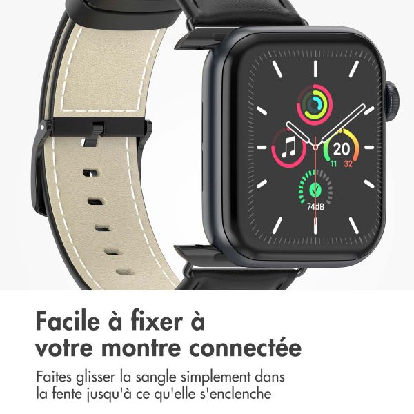 imoshion Bracelet en cuir Classique Apple Watch Series 1-9 / SE - 38/40/41 mm / Series 10 - 42 mm - Noir