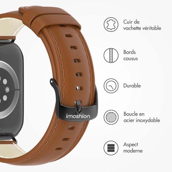 imoshion Bracelet en cuir Classique Apple Watch Series 1-9 / SE - 38/40/41 mm / Series 10 - 42 mm - Brun