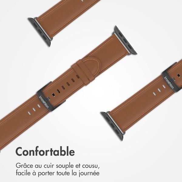 imoshion Bracelet en cuir Classique Apple Watch Series 1-9 / SE - 38/40/41 mm / Series 10 - 42 mm - Brun