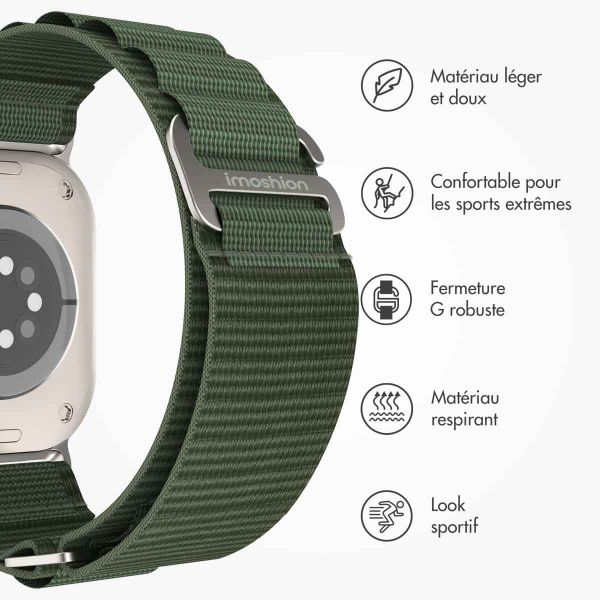 imoshion Bracelet en nylon Alpine Apple Watch Series 1-9 / SE - 38/40/41 mm / Series 10 - 42 mm - Vert