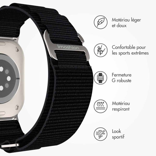 imoshion Bracelet en nylon Alpine Apple Watch Series 1-9 / SE - 38/40/41 mm / Series 10 - 42 mm - Noir