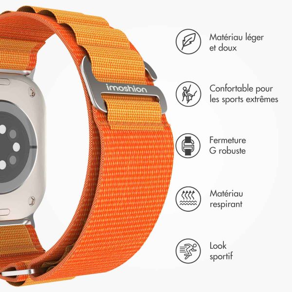 imoshion Bracelet en nylon Alpine Apple Watch Series 1-9 / SE - 38/40/41 mm / Series 10 - 42 mm - Orange