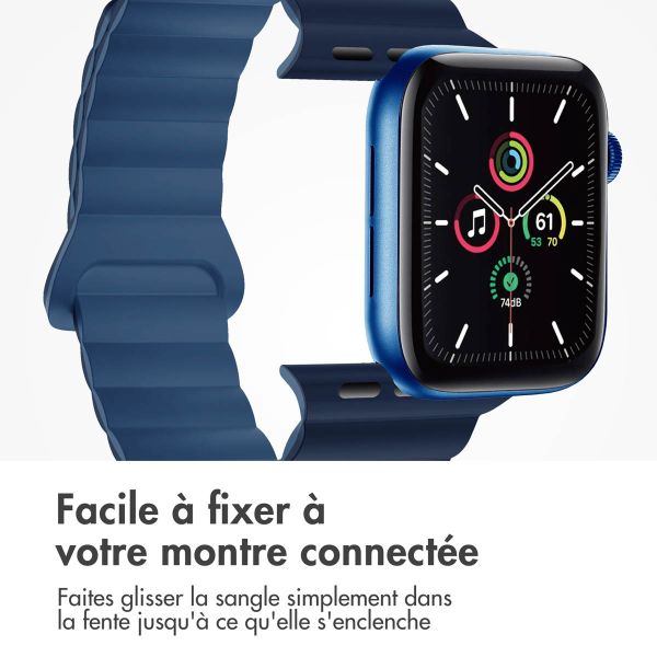 imoshion Bracelet magnétique en silicone pour l'Apple Watch Apple Watch Series 1-9 / SE - 38/40/41 mm / Series 10 - 42 mm - Bleu Foncé