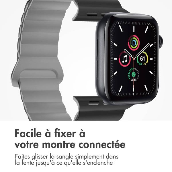 imoshion Bracelet magnétique en silicone pour l'Apple Watch Apple Watch Series 1-9 / SE - 38/40/41 mm / Series 10 - 42 mm - Noir / Gris