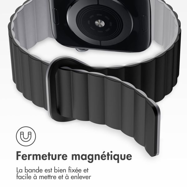 imoshion Bracelet magnétique en silicone pour l'Apple Watch Apple Watch Series 1-9 / SE - 38/40/41 mm / Series 10 - 42 mm - Noir / Gris