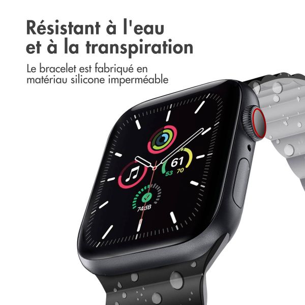 imoshion Bracelet magnétique en silicone pour l'Apple Watch Apple Watch Series 1-9 / SE - 38/40/41 mm / Series 10 - 42 mm - Noir / Gris