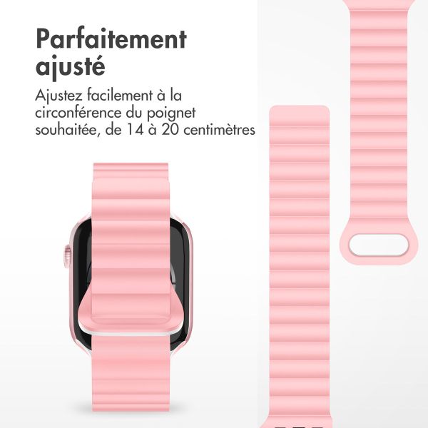 imoshion Bracelet magnétique en silicone pour l'Apple Watch Apple Watch Series 1-9 / SE - 38/40/41 mm / Series 10 - 42 mm - Rose / Blanc