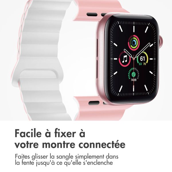 imoshion Bracelet magnétique en silicone pour l'Apple Watch Apple Watch Series 1-9 / SE - 38/40/41 mm / Series 10 - 42 mm - Rose / Blanc