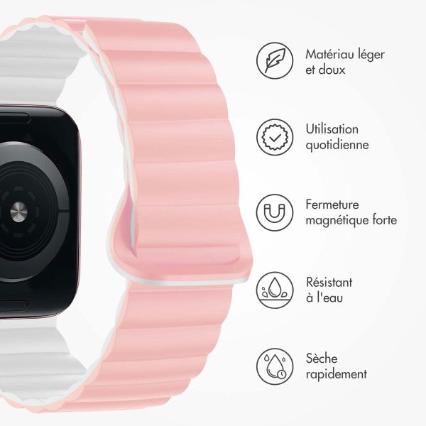 imoshion Bracelet magnétique en silicone pour l'Apple Watch Apple Watch Series 1-9 / SE - 38/40/41 mm / Series 10 - 42 mm - Rose / Blanc