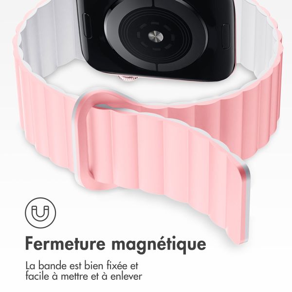 imoshion Bracelet magnétique en silicone pour l'Apple Watch Apple Watch Series 1-9 / SE - 38/40/41 mm / Series 10 - 42 mm - Rose / Blanc