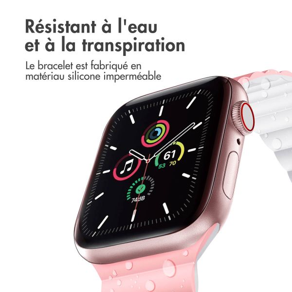 imoshion Bracelet magnétique en silicone pour l'Apple Watch Apple Watch Series 1-9 / SE - 38/40/41 mm / Series 10 - 42 mm - Rose / Blanc