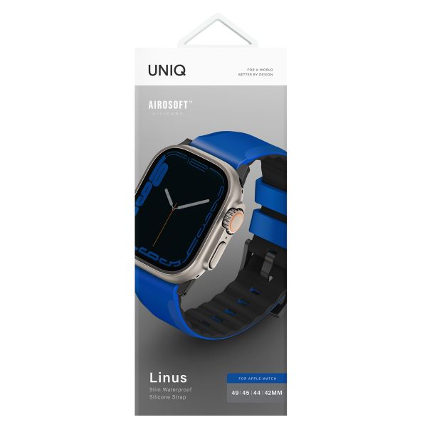 Uniq Bracelet Linus en silicone AiroSoft™ Apple Watch 1-9 / SE / Ultra (2) - 42/44/45/49 mm - Racing Blue