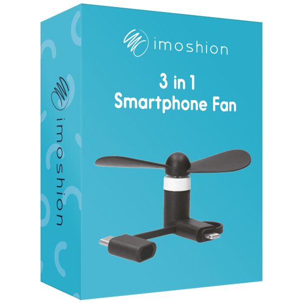 iMoshion 3-in-1 Ventilateur pour smartphones Lightning, USB-C & Micro-USB - Noir