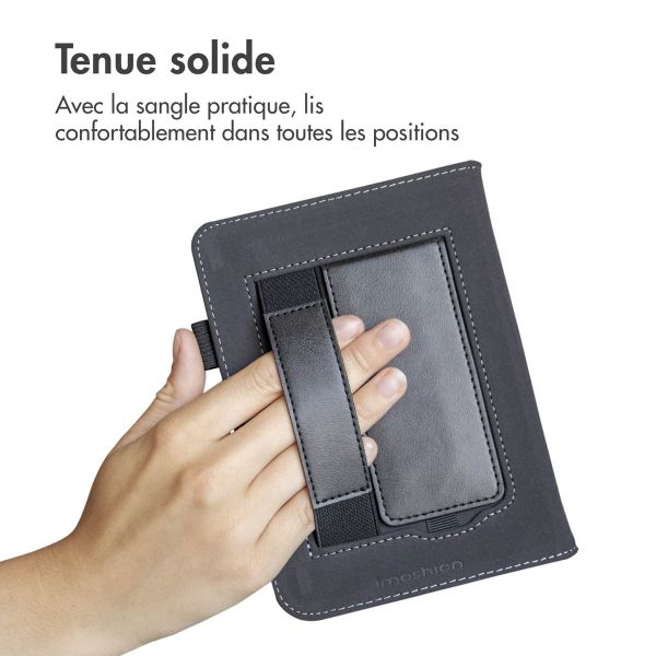 imoshion Étui de liseuse portefeuille avec strap et support Kobo Libra H2O - Noir