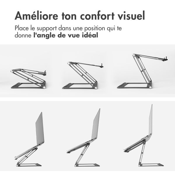 Accezz Origami Laptop Stand - Support pour ordinateur portable - Réglable et pliable - Universel - Gris foncé