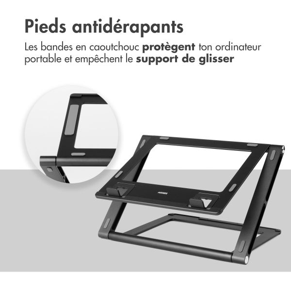 Accezz Origami Laptop Stand - Support pour ordinateur portable - Réglable et pliable - Universel - Gris foncé