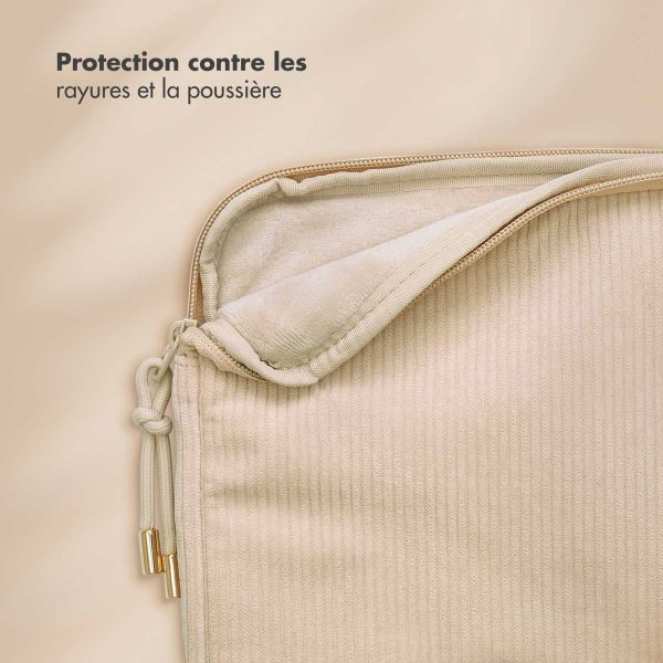 Selencia Pochette ordinateur Corduroy 15-16 pouces - Beige