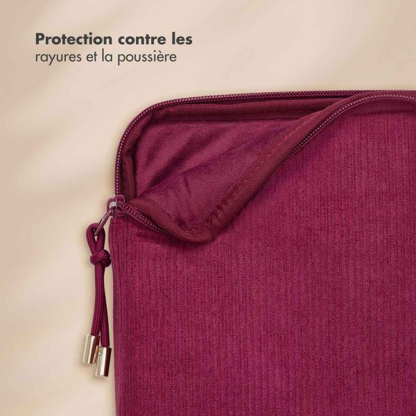 Selencia Pochette ordinateur Corduroy 13-14 pouces - Dark Rose