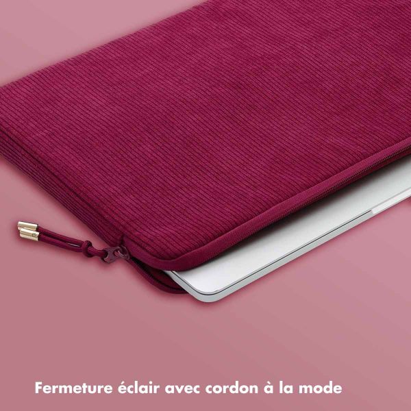 Selencia Pochette ordinateur Corduroy 13-14 pouces - Dark Rose