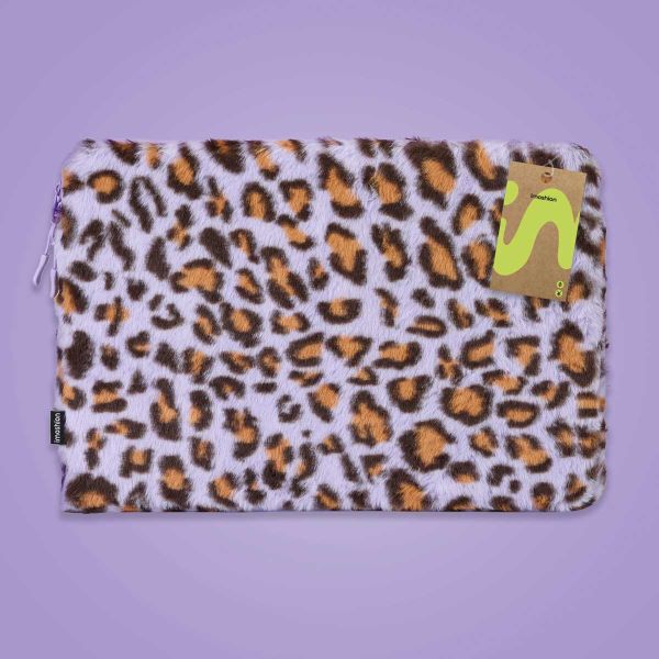 imoshion Pochette ordinateur Fluffy 13-14 pouces - Leopard Lilac