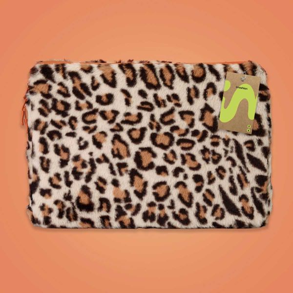 imoshion Pochette ordinateur Fluffy 15-16 pouces - Leopard Orange