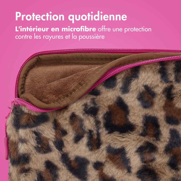 imoshion Pochette ordinateur Fluffy 15-16 pouces - Leopard Pink