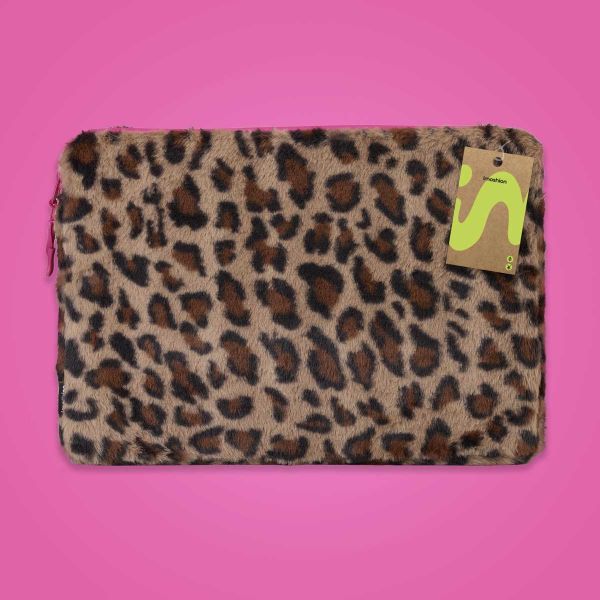 imoshion Pochette ordinateur Fluffy 15-16 pouces - Leopard Pink