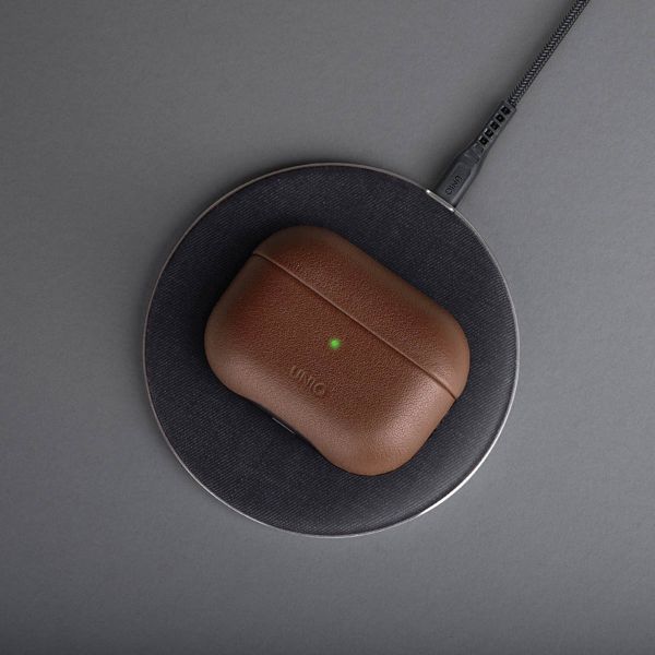 Uniq Coque en cuir véritable Terra Apple AirPods Pro 2 - Lichen Green