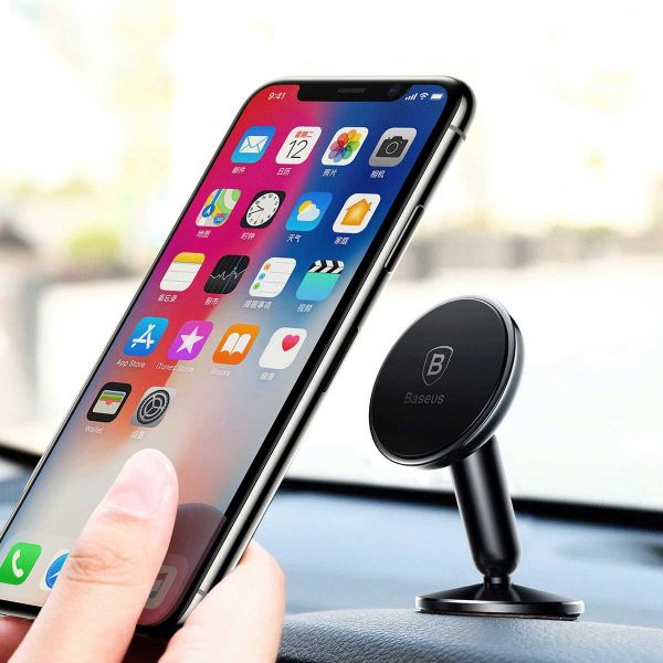 Baseus Magnetic Car Mount iPhone 14 Pro - Support de téléphone pour voiture - Tableau de bord ou pare-brise - Magnétique - Noir