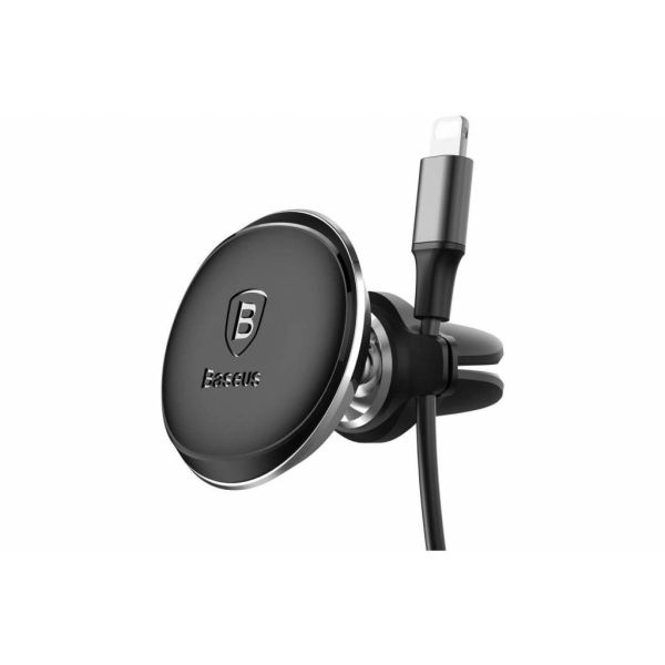 Baseus Air Vent Magnetic Car Mount Cable Clip OnePlus Nord 2 - Support de téléphone de voiture - Grille de ventilation - Magnétique - Noir