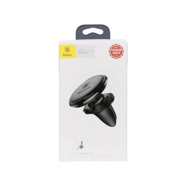 Baseus Air Vent Magnetic Car Mount Cable Clip Google Pixel 7 Pro - Support de téléphone de voiture - Grille de ventilation - Magnétique - Noir