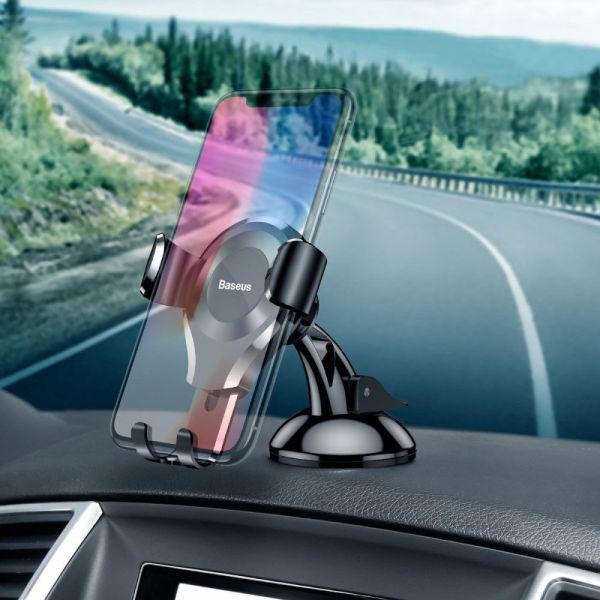Baseus Osculum Type Gravity Car Mount iPhone 12 - Support de téléphone pour voiture - Tableau de bord - Noir