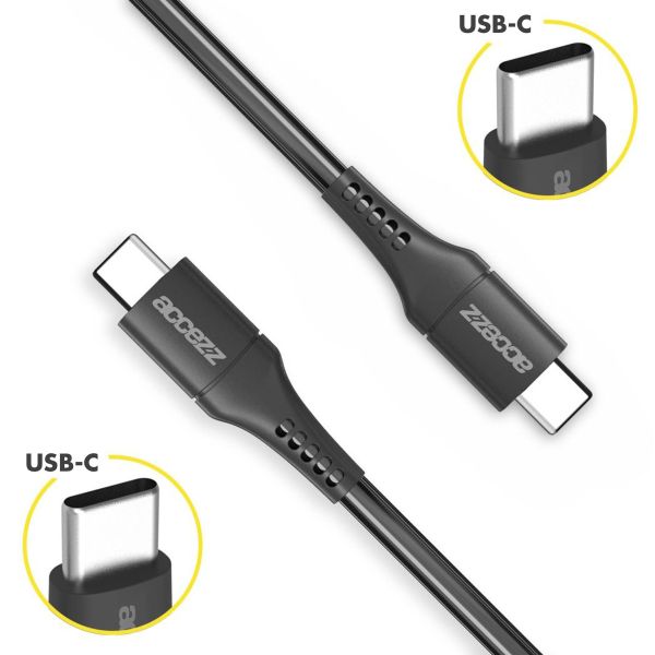 Accezz Câble USB-C vers USB-C Samsung Galaxy A21s - 0,2 mètres - Noir