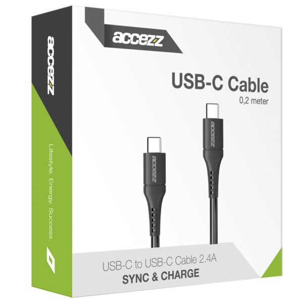 Accezz Câble USB-C vers USB-C iPhone 15 - 0,2 mètres - Noir