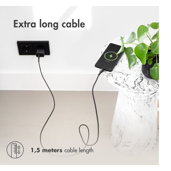 iMoshion Câble USB-C vers USB Samsung Galaxy A40 - Textile tressé - 1,5 mètres - Noir