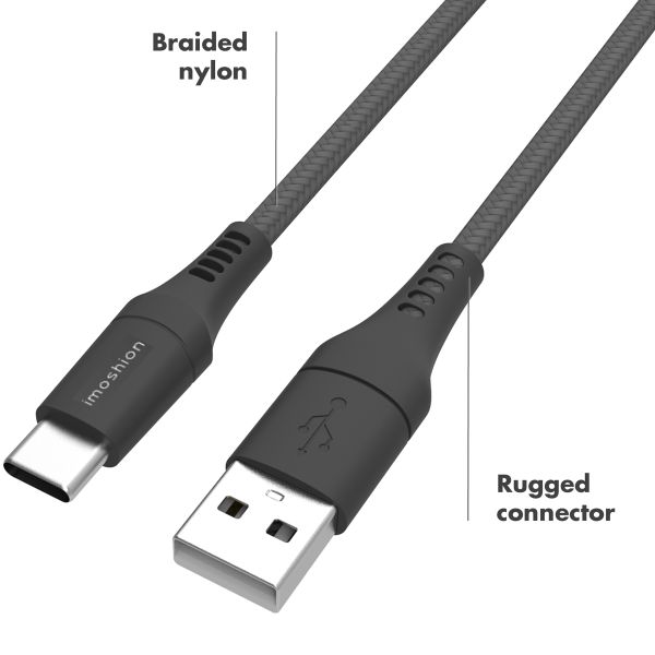 iMoshion Câble USB-C vers USB Google Pixel 7 - Textile tressé - 1,5 mètres - Noir
