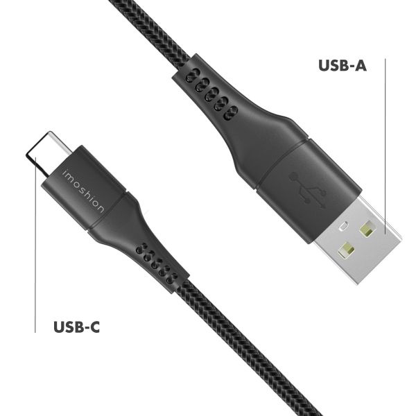 imoshion Câble USB-C vers USB Samsung Galaxy S10 - Textile tressé - 3 mètres - Noir