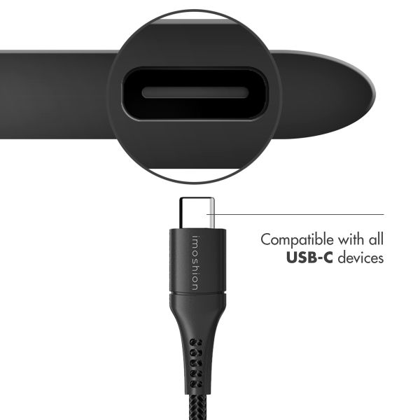 iMoshion Câble USB-C vers USB Samsung Galaxy A14 (5G) - Textile tressé - 3 mètres - Noir