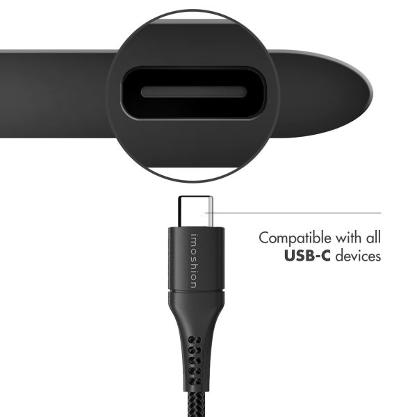 iMoshion Câble USB-C vers USB iPhone 15 Plus - Textile tressé - 3 mètres - Noir