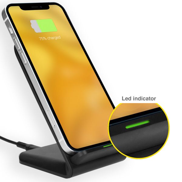 Accezz Chargeur sans fil Qi Desk iPhone 15 Pro - Chargeur sans fil - 10 Watt - Noir