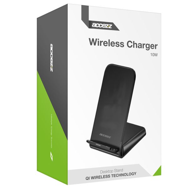 Accezz Chargeur sans fil Qi Desk iPhone 15 Plus - Chargeur sans fil - 10 Watt - Noir