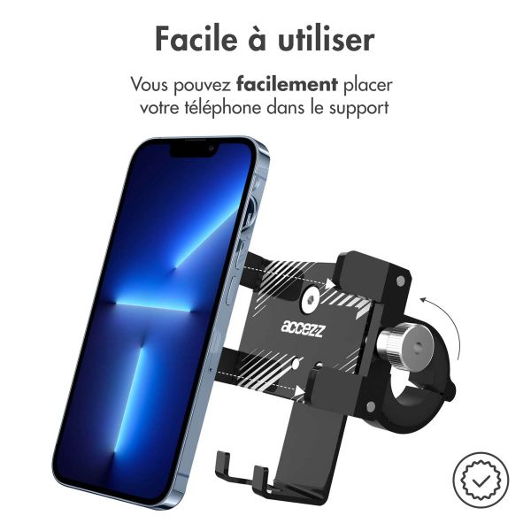 Accezz Support de téléphone vélo iPhone 12 - Réglable - Universel - Aluminium - Noir