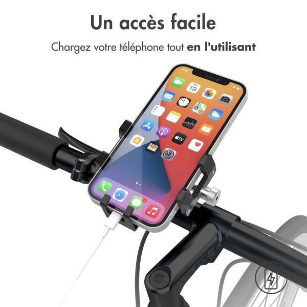 Accezz Support de téléphone pour vélo Samsung Galaxy S23 Ultra - Réglable - Universel - Aluminium - Noir