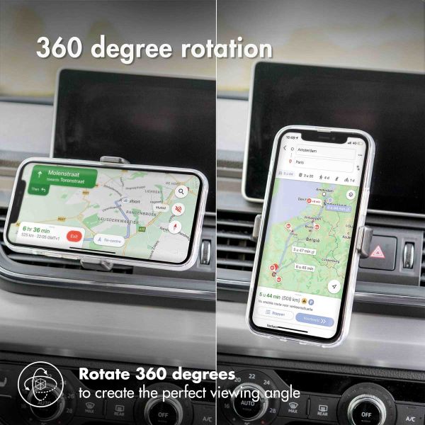 imoshion Support de téléphone pour voiture iPhone 14 Pro - Réglable - Universel - Grille de ventilation - Noir