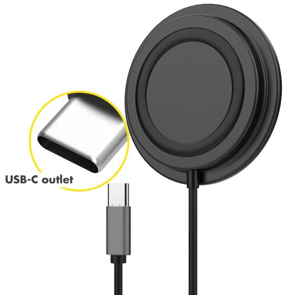 Accezz Chargeur sans fil MagSafe vers câble USB-C iPhone 15 Plus - Chargeur MagSafe - Antidérapant - Noir