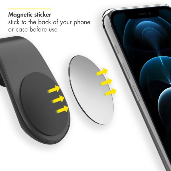 Accezz Support de téléphone pour voiture Samsung Galaxy A54 (5G) - Universel - Grille de ventilation - Magnétique - Noir