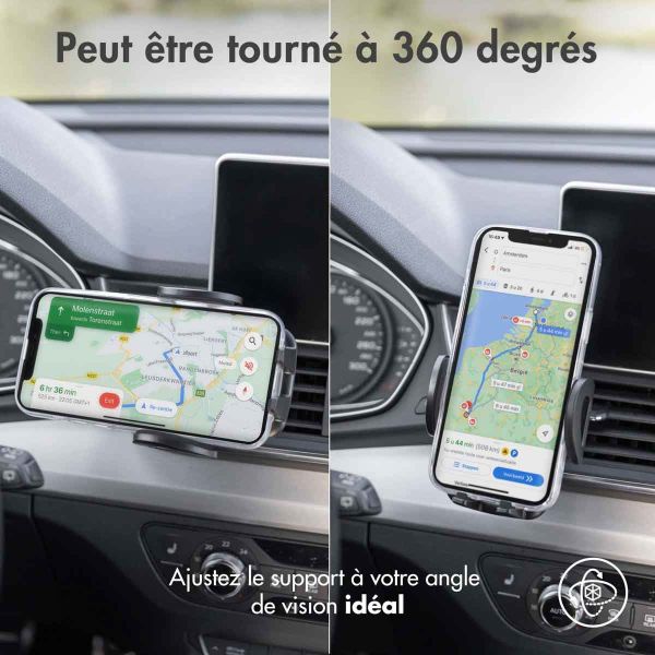 iMoshion Support de téléphone pour voiture iPhone 14 - Réglable - Universel - Carbone - Grille de ventilation - Noir